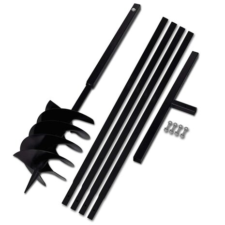 Grondboor met handvat 200 mm en verlengstukken 5 m (staal) 2