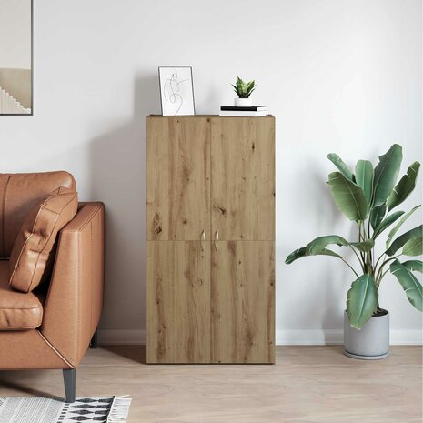 Kantoorkast Artisanaal eiken 60 x 32 x 115 cm Bewerkt hout 4