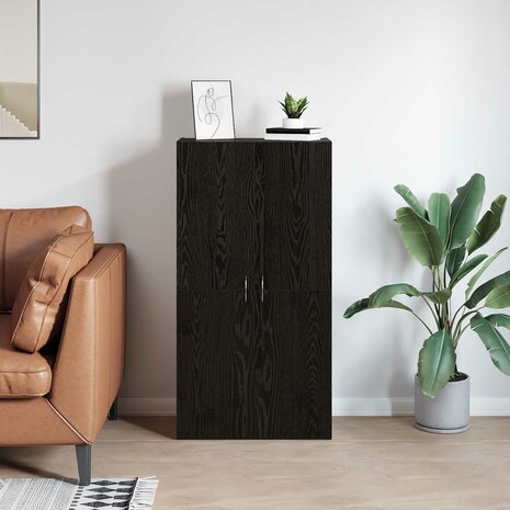 Kantoorkast Zwart eiken 60 x 32 x 115 cm Bewerkt hout 4
