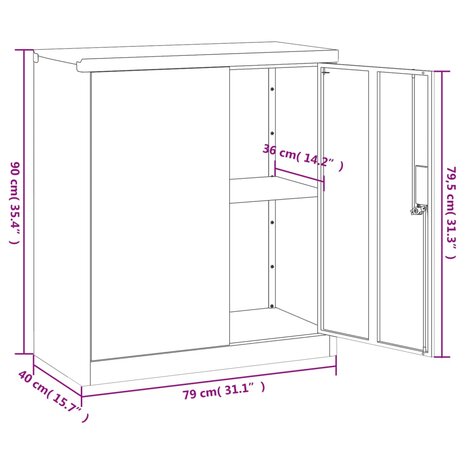 Archiefkast 79x40x90 cm staal lichtgrijs 9