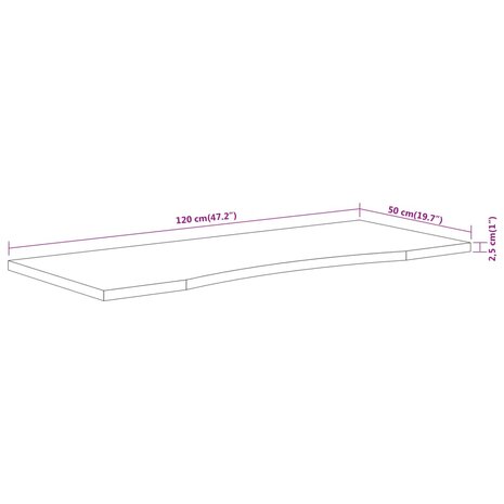 Bureaublad rechthoekig 120x50x2,5 cm massief acaciahout 9