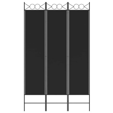 Kamerscherm met 3 panelen 120x200 cm stof zwart 3