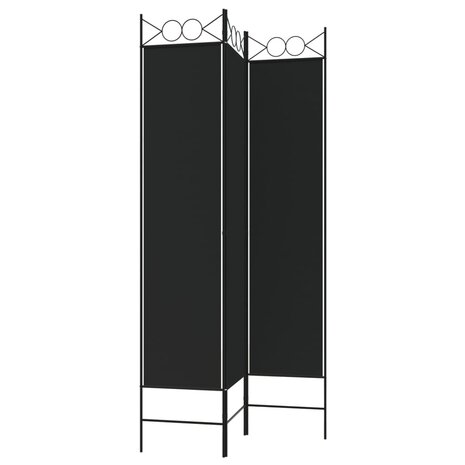 Kamerscherm met 3 panelen 120x200 cm stof zwart 5