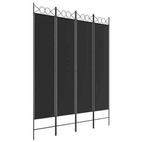 Kamerscherm met 4 panelen 160x200 cm stof zwart 2