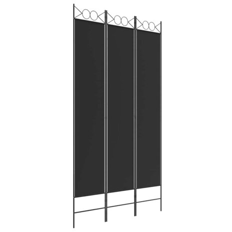 Kamerscherm met 3 panelen 120x220 cm stof zwart 2