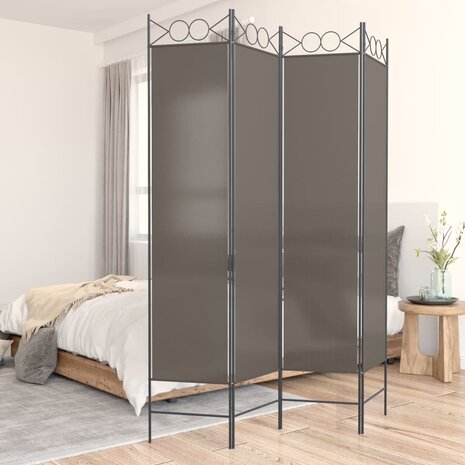 Kamerscherm met 4 panelen 160x220 cm stof antracietkleurig 1
