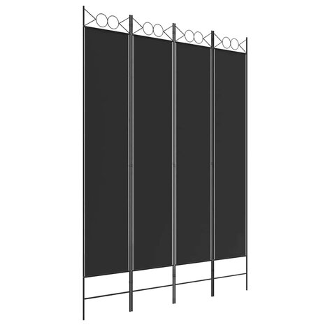  Kamerscherm met 4 panelen 200x200 cm stof zwart 2