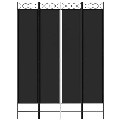  Kamerscherm met 4 panelen 200x200 cm stof zwart 3