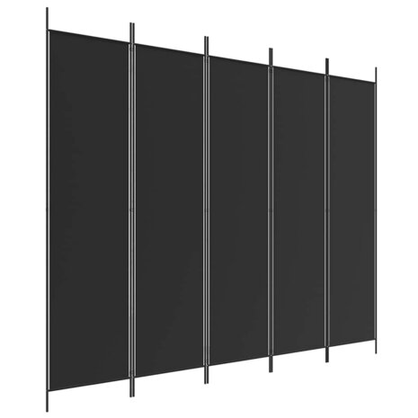 Kamerscherm met 5 panelen 250x200 cm stof zwart 2