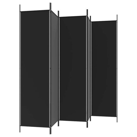 Kamerscherm met 5 panelen 250x200 cm stof zwart 6