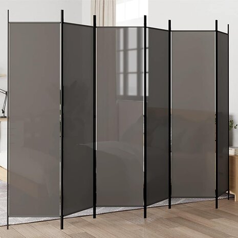 Kamerscherm met 6 panelen 300x200 cm stof antracietkleurig 1