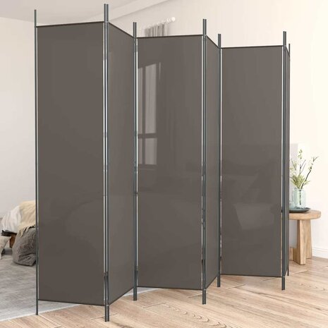 Kamerscherm met 6 panelen 300x200 cm stof antracietkleurig 3