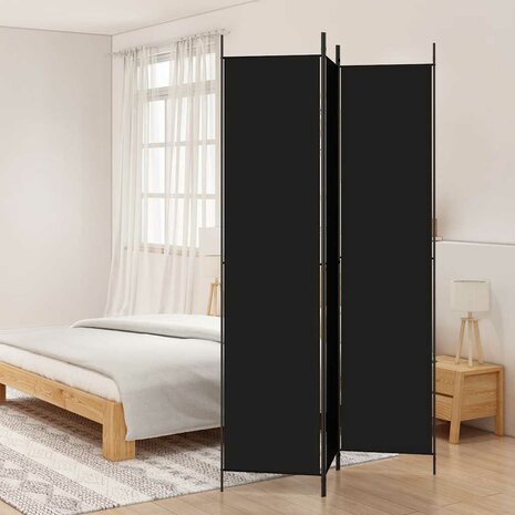 Kamerscherm met 3 panelen 150x220 cm stof zwart 1