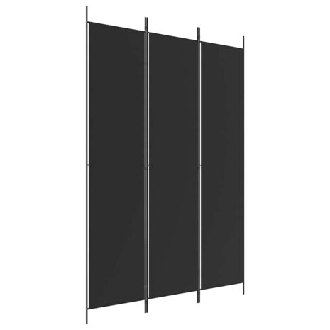 Kamerscherm met 3 panelen 150x220 cm stof zwart 2