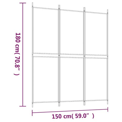 Kamerscherm met 3 panelen 150x180 cm stof antracietkleurig 8