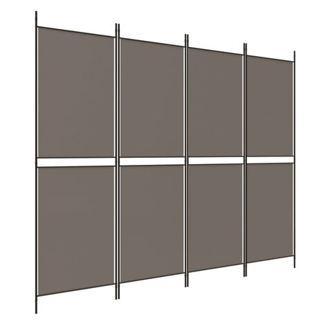Kamerscherm met 4 panelen 200x180 cm stof antracietkleurig 2