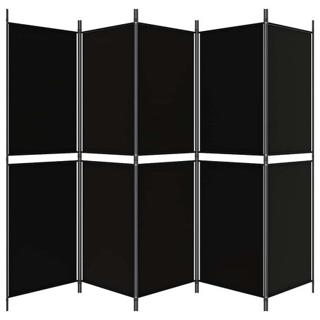 Kamerscherm met 5 panelen 250x180 cm stof zwart 4