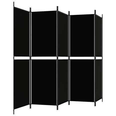 Kamerscherm met 5 panelen 250x180 cm stof zwart 5
