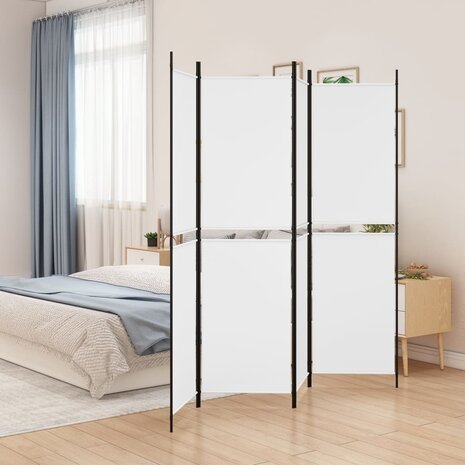 Kamerscherm met 4 panelen 200x200 cm stof wit 1
