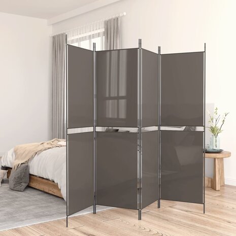 Kamerscherm met 4 panelen 200x200 cm stof antracietkleurig 1