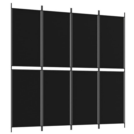 Kamerscherm met 4 panelen 200x200 cm stof zwart 2