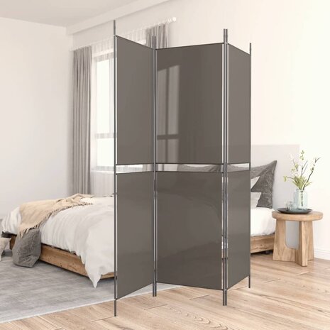 Kamerscherm met 3 panelen 150x220 cm stof antracietkleurig 1