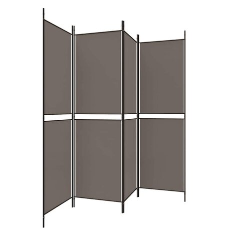 Kamerscherm met 4 panelen 200x220 cm stof antracietkleurig 4