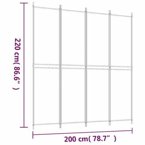 Kamerscherm met 4 panelen 200x220 cm stof antracietkleurig 8