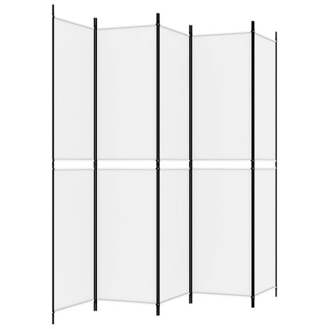 Kamerscherm met 5 panelen 250x220 cm stof wit 5