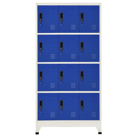 Lockerkast 90x45x180 cm staal grijs en blauw 2