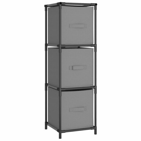 Opbergkast met 3 stoffen lades 34x34x101 cm staal grijs 2