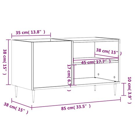 Platenkast 85x38x48 cm bewerkt hout sonoma eikenkleurig 9