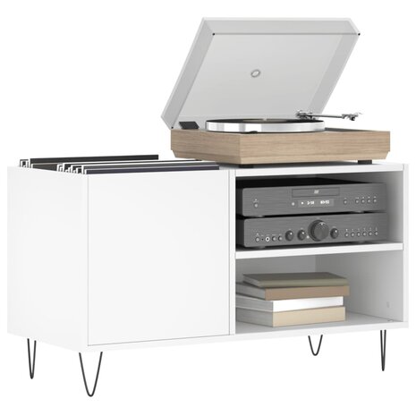 Platenkast 85x38x48 cm bewerkt hout wit 3