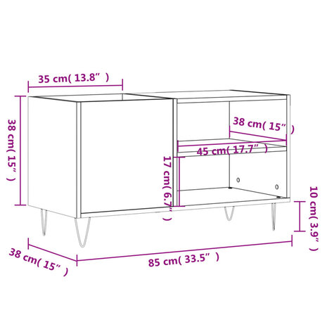 Platenkast 85x38x48 cm bewerkt hout sonoma eikenkleurig 9