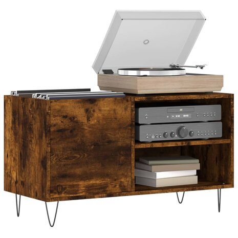Platenkast 85x38x48 cm bewerkt hout gerookt eikenkleurig 3