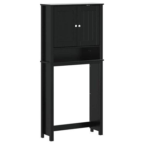 Wasmachinekast BERG 76x27x164,5 cm massief hout zwart 2