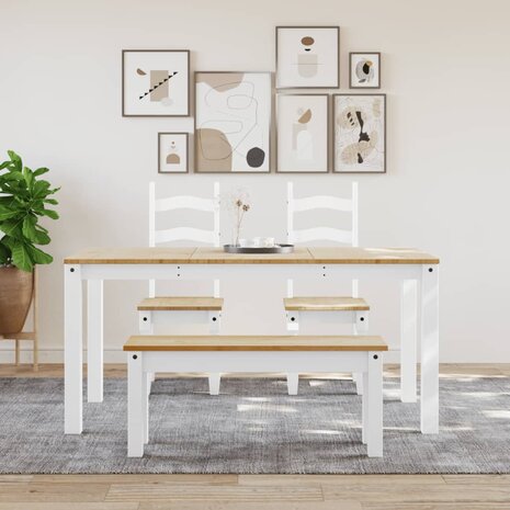 Eetkamerbank PANAMA 105x30x45 cm massief grenenhout wit 3