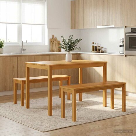 Eetbank 95 x 32 x 45 cm Massief Eikenhout Naturel 1