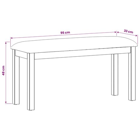 Eetbank 95 x 32 x 45 cm Massief Eikenhout Beige 7