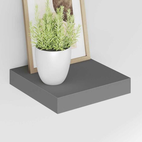Wandschappen zwevend 2 st 23x23,5x3,8 cm MDF hoogglans grijs 4