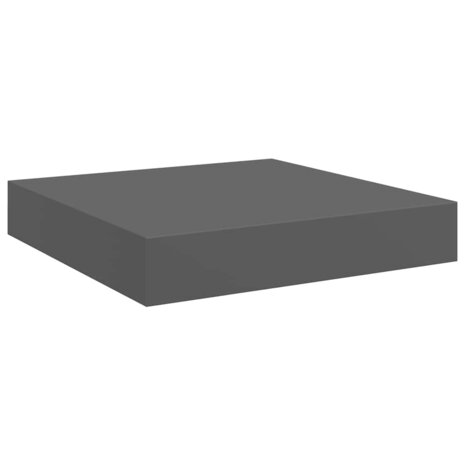 Wandschappen zwevend 2 st 23x23,5x3,8 cm MDF hoogglans grijs 6
