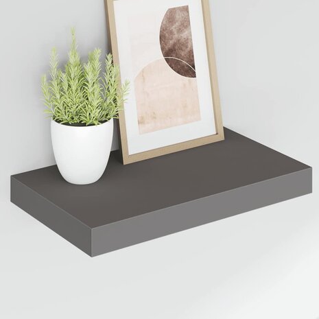 Wandschap zwevend 40x23,5x3,8 cm MDF hoogglans grijs 4