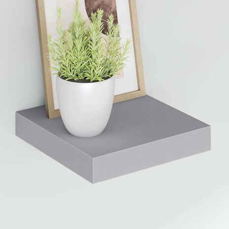 Wandschappen zwevend 2 st 23x23,5x3,8 cm MDF grijs 4