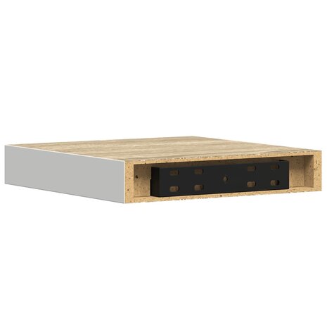 Wandschap zwevend 23x23,5x3,8 cm MDF eikenkleurig en wit 8