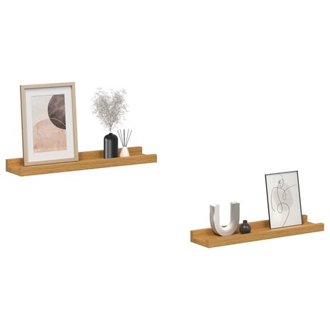Wandplank Muurmontage 2 pcs Beige 40 x 9 x 3 cm Bewerkt hout 3