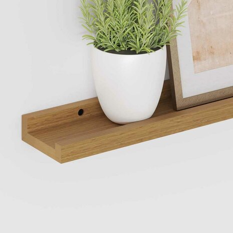 Wandplank Muurmontage 2 pcs Beige 40 x 9 x 3 cm Bewerkt hout 5