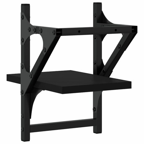 Wandschappen met stangen 2 st 20x25x30 cm zwart 7