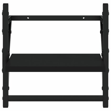 Wandschappen met stangen 2 st 30x25x30 cm zwart 5