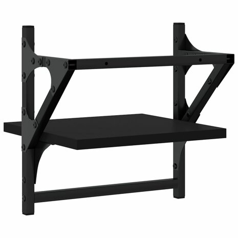 Wandschappen met stangen 2 st 30x25x30 cm zwart 7