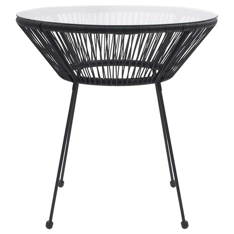 Tuintafel &Oslash;70x74 cm rattan en glas zwart 2